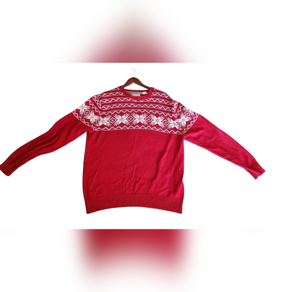 Weatherproof Vintage Men's XL Red Snowflake Fair Isle Christmas Sweater